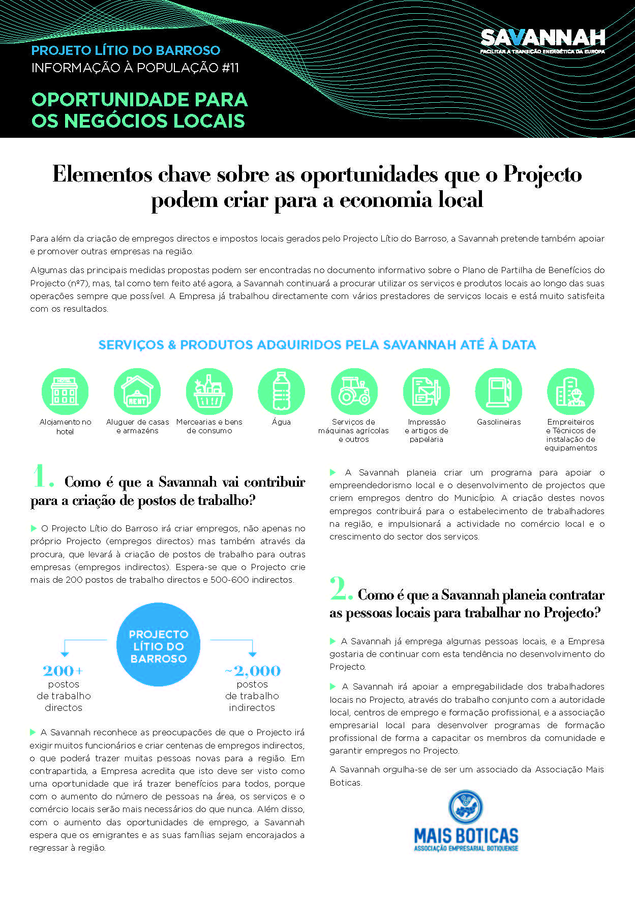 11. Folha Informativa sobre o Projecto Lítio do Barroso - Oportunidade para os negócios locais