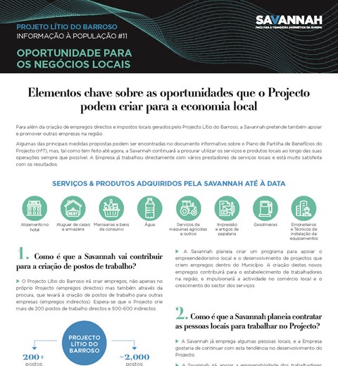 Folha Informativa sobre o Projecto Lítio do Barroso - Oportunidade para os negócios locais thumbnail image