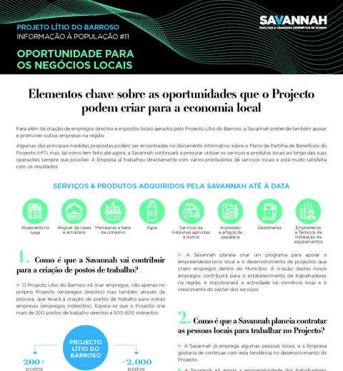 Folha Informativa sobre o Projecto Lítio do Barroso - Oportunidade para os negócios locais thumbnail image