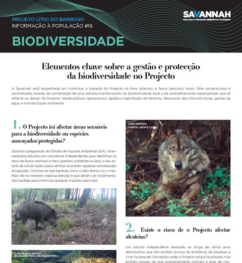 Folha Informativa sobre o Projecto Lítio do Barroso - Biodiversidade thumbnail image