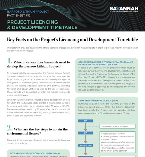 Barroso Lithium Project Fact Sheet – Project Licencing thumbnail image