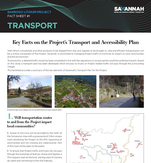 Barroso Lithium Project Fact Sheet – Transport thumbnail image