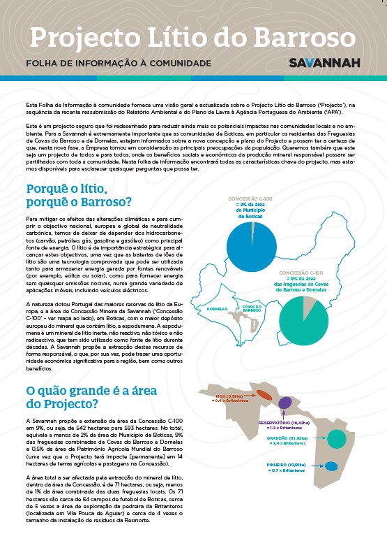 Folha de Informação à Comunidade sobre o Projecto Lítio do Barroso Março 2023