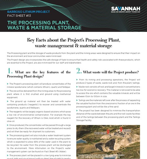 Barroso Lithium Project Fact Sheet – The Processing Plant thumbnail image
