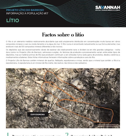 Folha Informativa sobre o Projecto Lítio do Barroso - Factos sobre o lítio thumbnail image