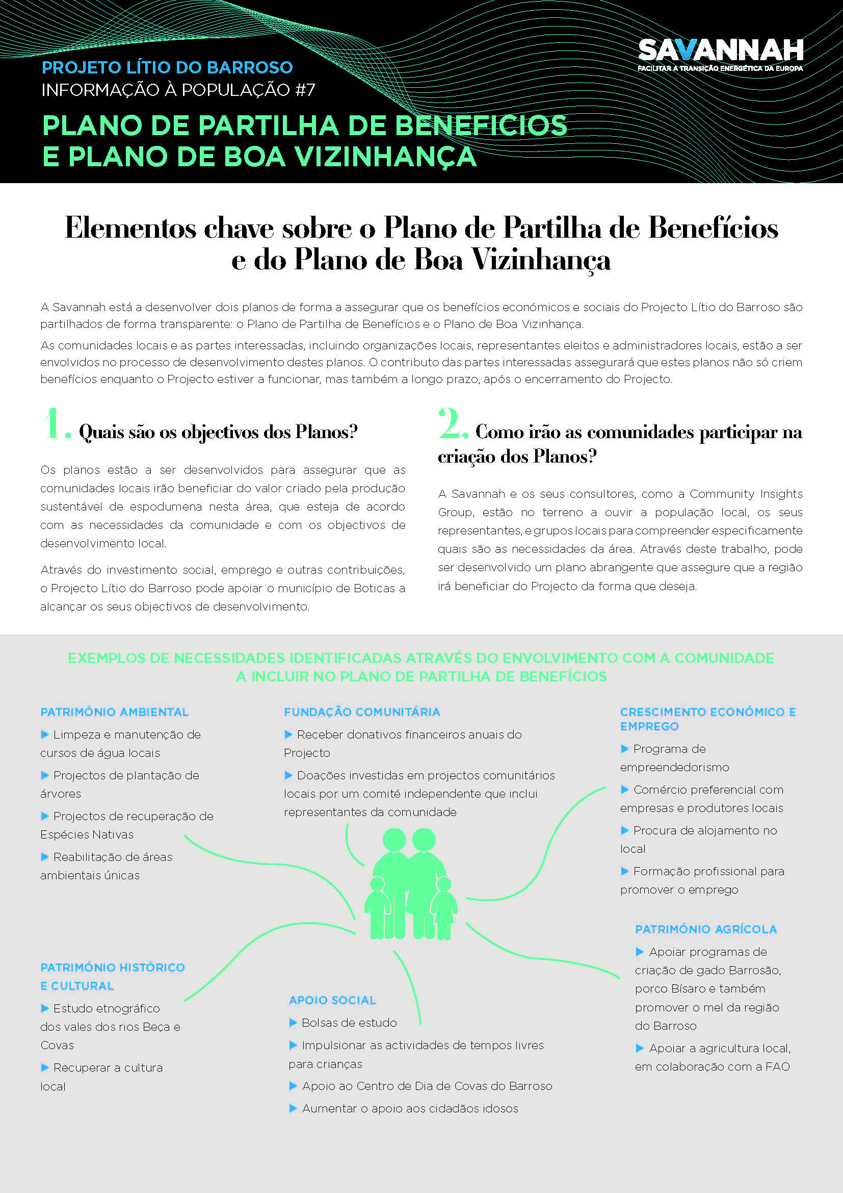 7. Folha Informativa sobre o Projecto Lítio do Barroso - Plano de Partilha de Benefícios - Plano de Boa Vizinhança