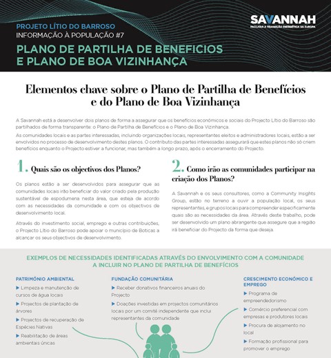 Folha Informativa sobre o Projecto Lítio do Barroso - Plano de Partilha de Benefícios/ Plano de Boa Vizinhança thumbnail image