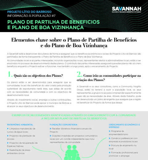 Folha Informativa sobre o Projecto Lítio do Barroso - Plano de Partilha de Benefícios/ Plano de Boa Vizinhança thumbnail image